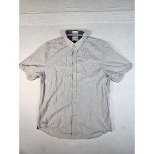 7 Diamonds Vintage Mirrors‎ Mens Short Sleeve Button Down Shirt Blue White